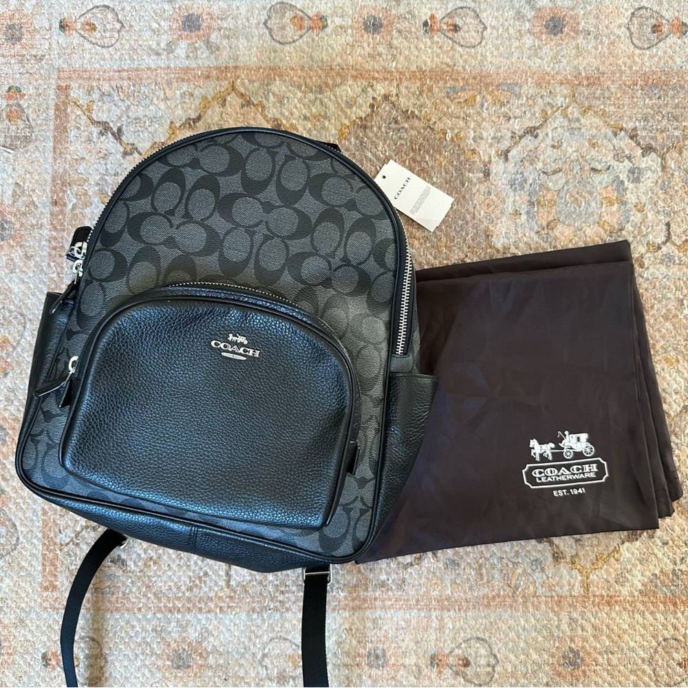 NWT Coach Court Backpack In Signature Canvas With Dust Bag
